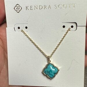 Kendra Scott Gold-Tone Necklace with Turquoise-Blue Quatrefoil Pendant
